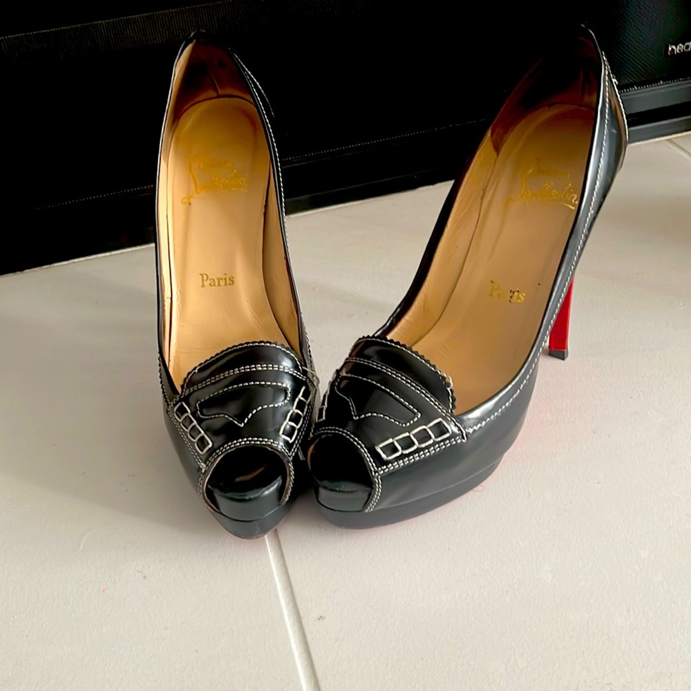Christian Louboutin Black Open Toe Pumps